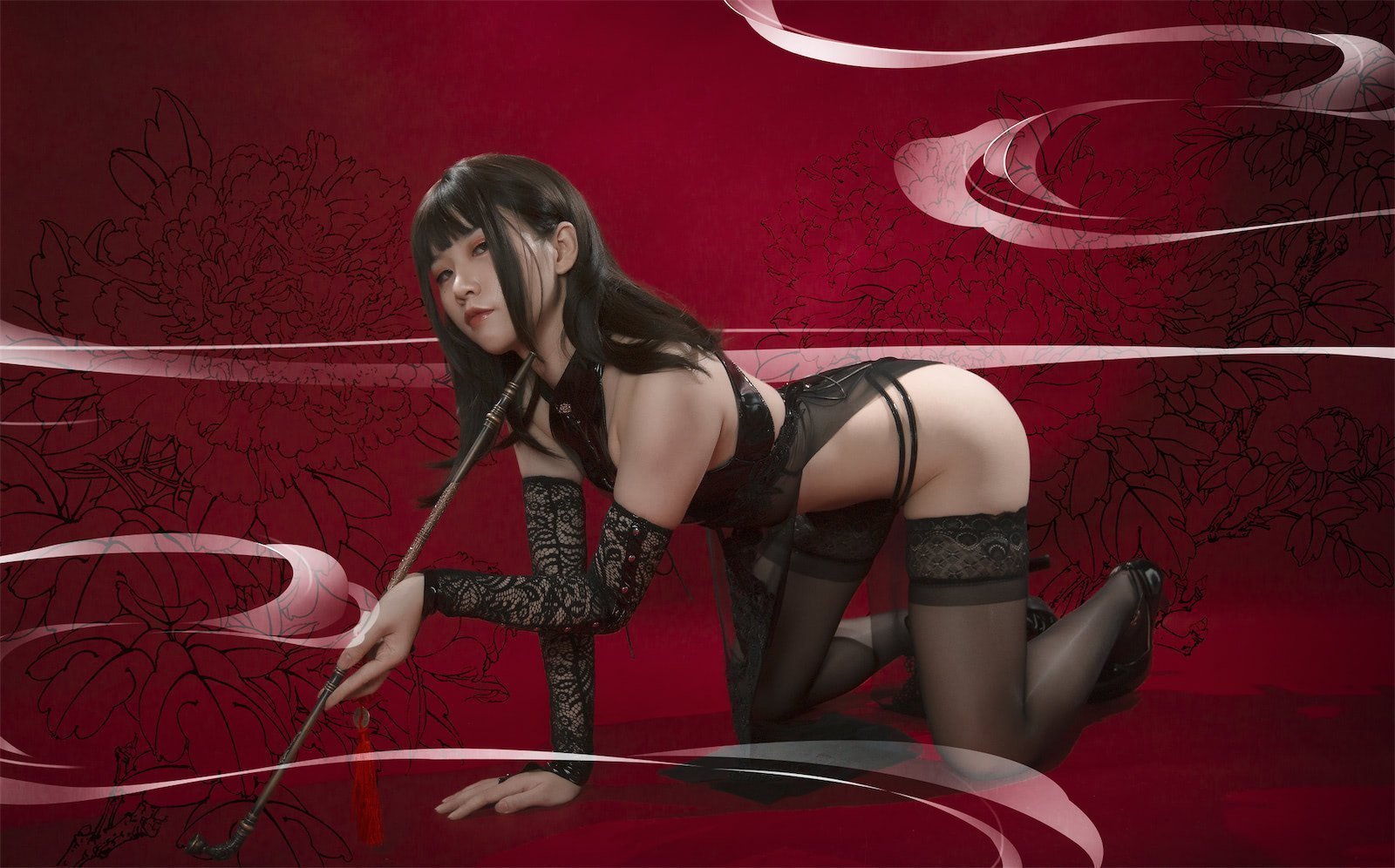 uki雨季 黑靡烟旗袍